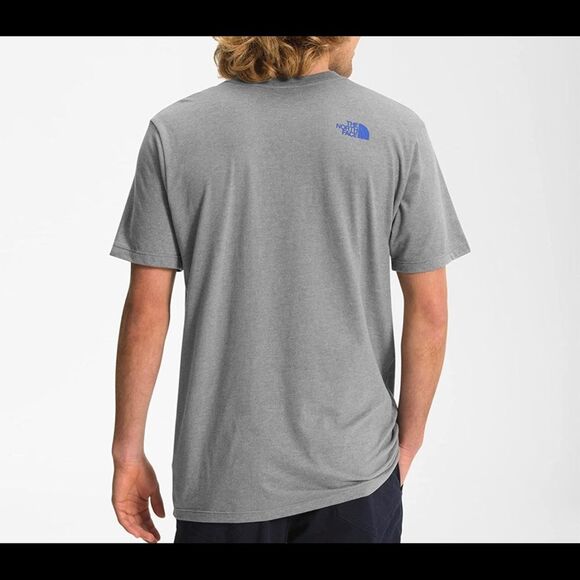 The North Face Men's New USA Short Sleeve Tee Small s Mountian Logo Gray Bolt - Picture 2 of 7